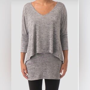 Gray V-Neck Women's Top